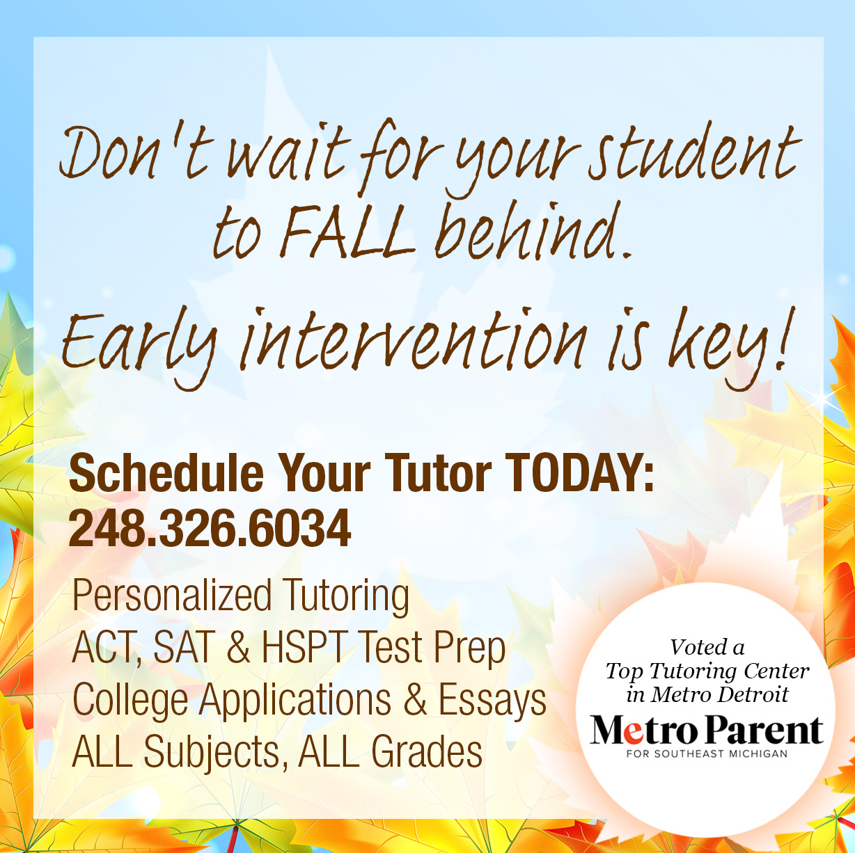 Tutoring, ACT, SAT Test Prep for Michigan Students in Birmingham, Bloomfield Hills and Royal Oak
